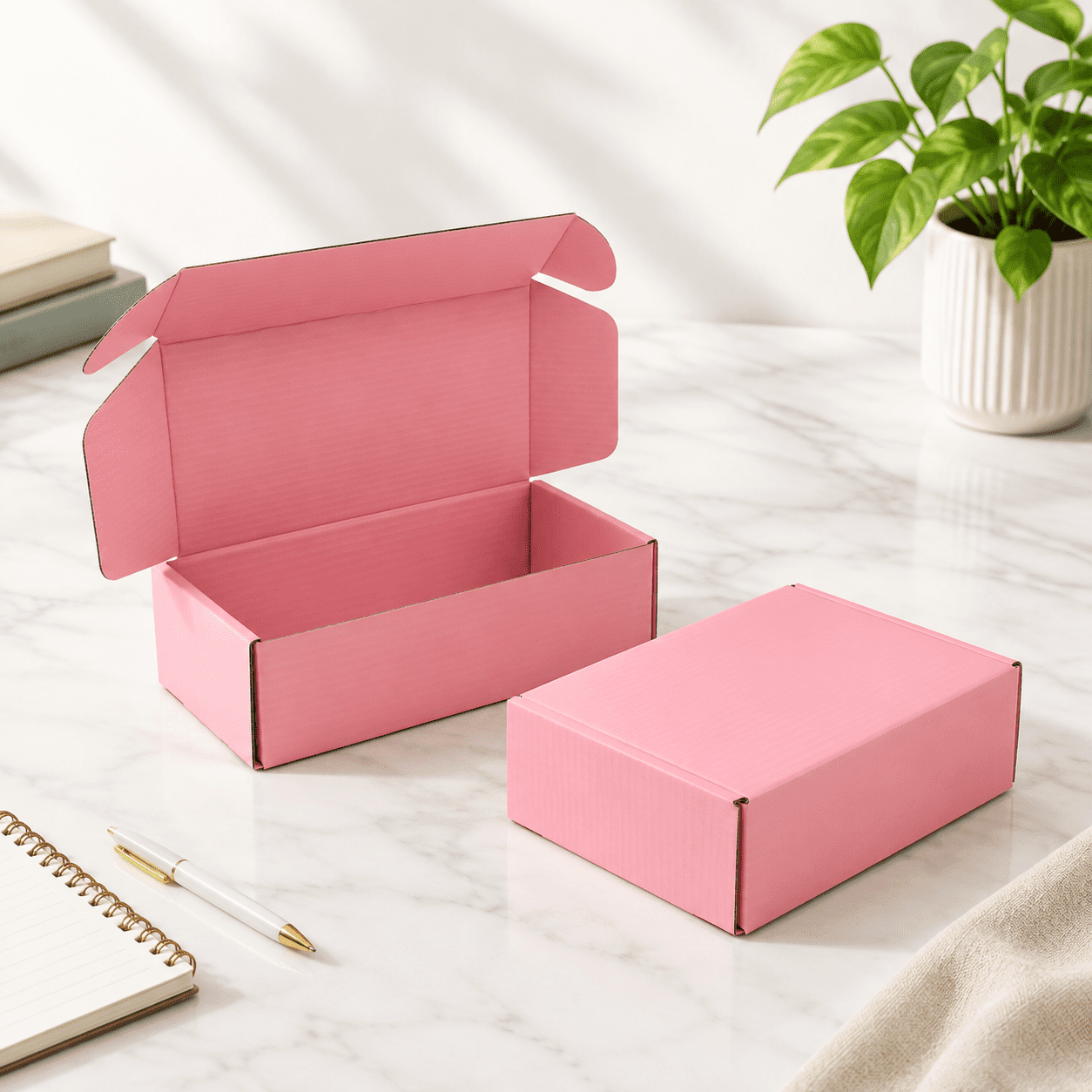 8x6x2 Shipping Boxes Set Of 50 Pink Mailer Corrugated Cardboard Box ...