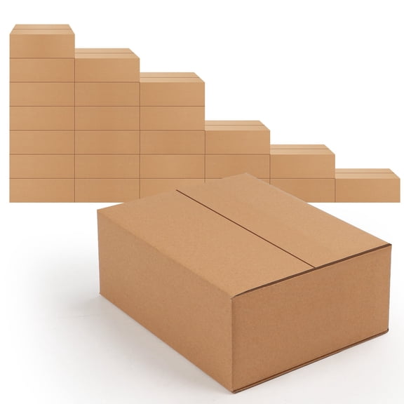 8x6x3 Durable Brown Corrugated Boxes Set of 25, Shipping & Storage Solutions