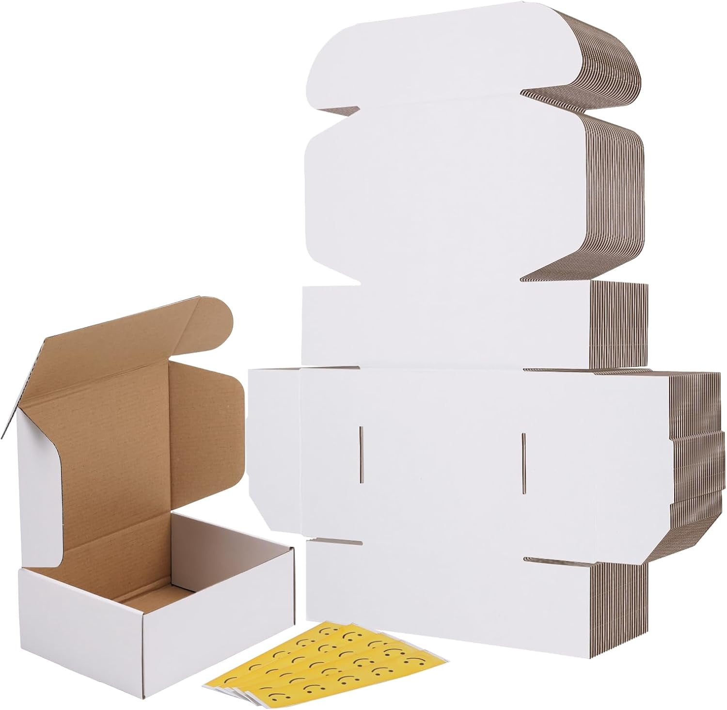 8x6x3 Inches Shipping Boxes Set of 25, White Small Corrugated Cardboard ...