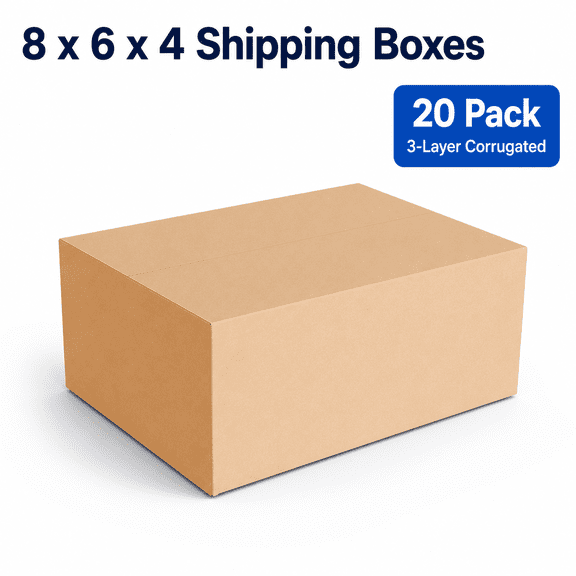 8x6x4 Shipping Boxes, 20 Pack, 3-Layer Corrugated Cardboard Mailer Boxes
