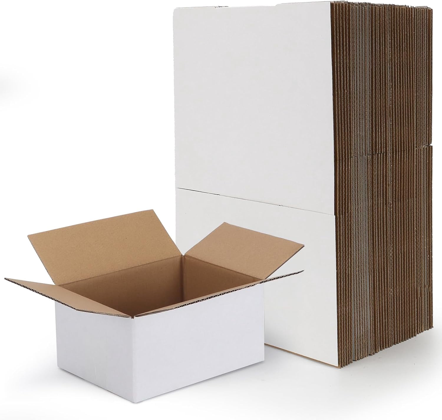 8x6x4 Shipping Boxes Set of 40, White Corrugated Cardboard Box for ...