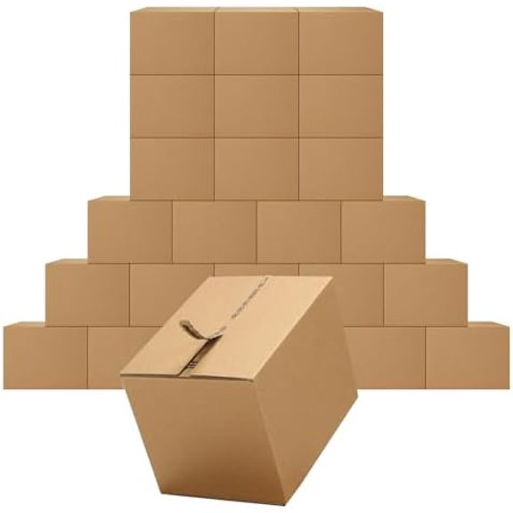 8x6x6 inches Self-Sealing Shipping Boxes, Corrugated Cardboard with Easy Open Pull-Tab for Packing, Moving, Mailing, 25 Packs
