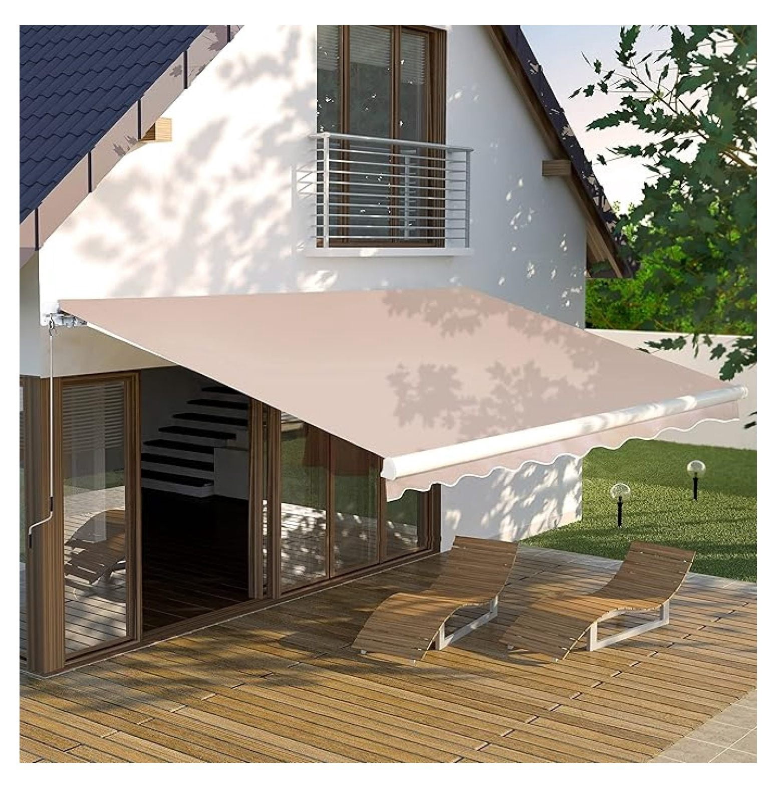 8x7 FT Manual Retractable Patio Awning, Outdoor Window Sun Shade ...