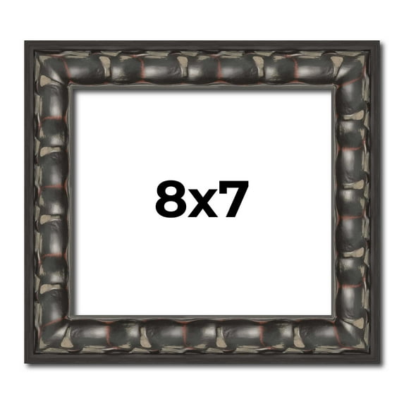 8x7 Frame Black-Brown Medieval Solid Wood Picture Frame | 1.5 Inch Moulding Width | Gotham Beveled
