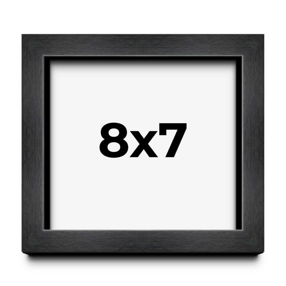 8x7 Frame Black Charcoal Grey Wood Textured Picture Frame | 0.75 Inch Moulding Width | Gunmetal