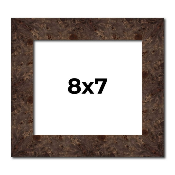 8x7 Frame Brown Burl Real Wood Picture Frame Width 1.625 Inches | Interior Frame Depth 0.5 Inches |