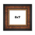 thumbnail image 1 of 8x7 Frame Brown Walnut Gold Ornate Trim Solid Wood Plein Air Picture Frame | 3 Inch Moulding Width, 1 of 8