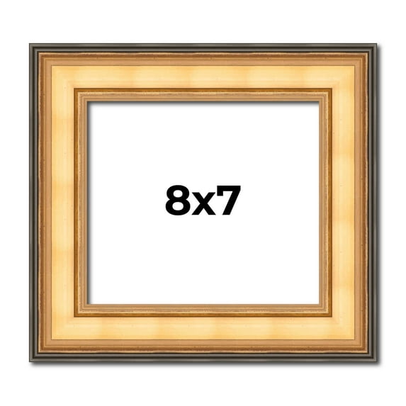 8x7 Frame Gold Plein Aire Solid Wood Picture Frame Width 2 Inches | Interior Frame Depth 0.5 Inches