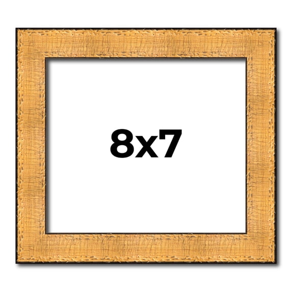 8x7 Frame Gold Rustic Solid Wood Picture Frame | 1.25 Inch Wide Moulding | Rustique Gold Collection