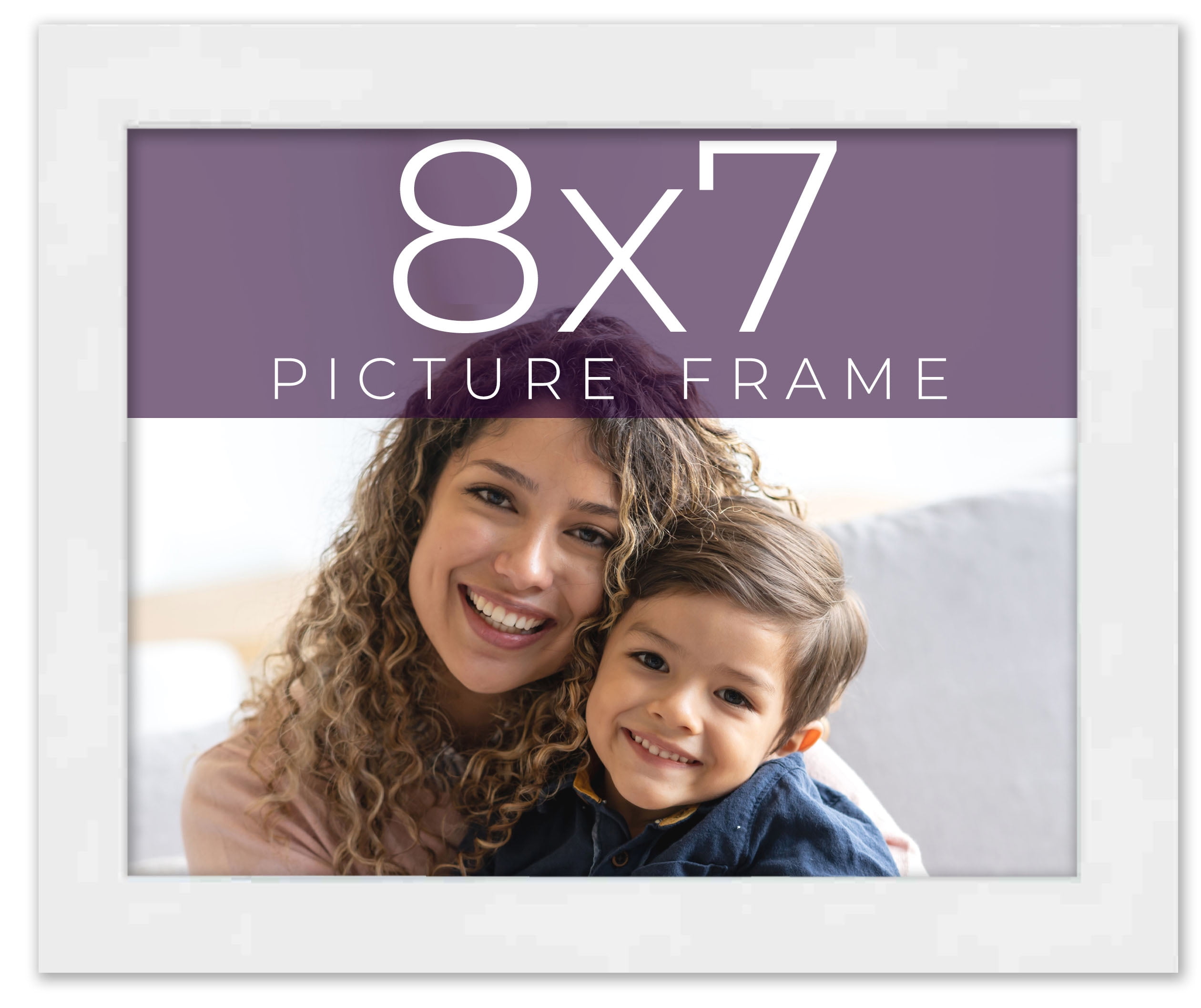 8x7 Frame White Real Wood Picture Frame Width 0.75 inches Interior