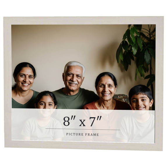 8x7 Frame White Wheat Solid Wood Picture Frame | Moulding Width 0.75 Inches | Interior Depth 0.5