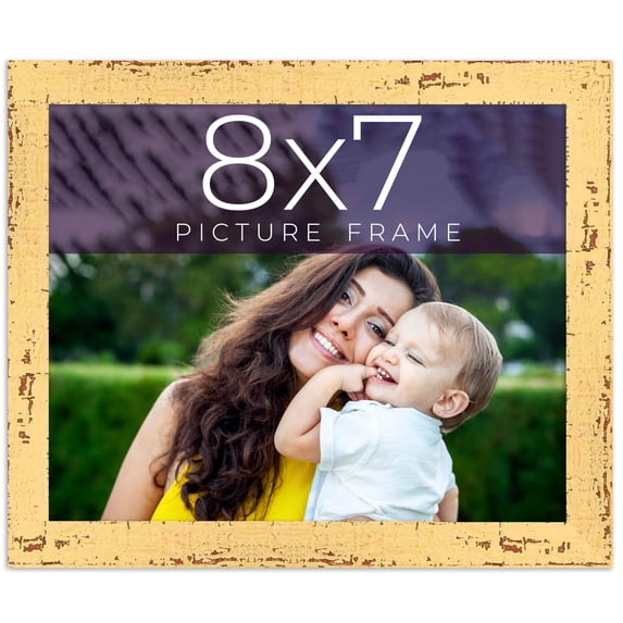 8x7 Frame Yellow Real Wood Picture Frame Width 1.25 inches | Interior Frame Depth 0.5 inches |
