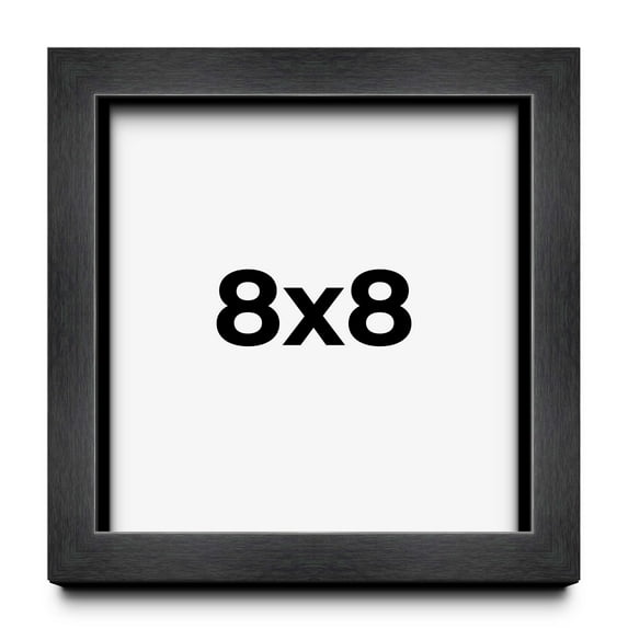 8x8 - 8 x 8 Charcoal Flat Solid Wood Frame with UV Framer's Acrylic & Foam Board Backing - Great