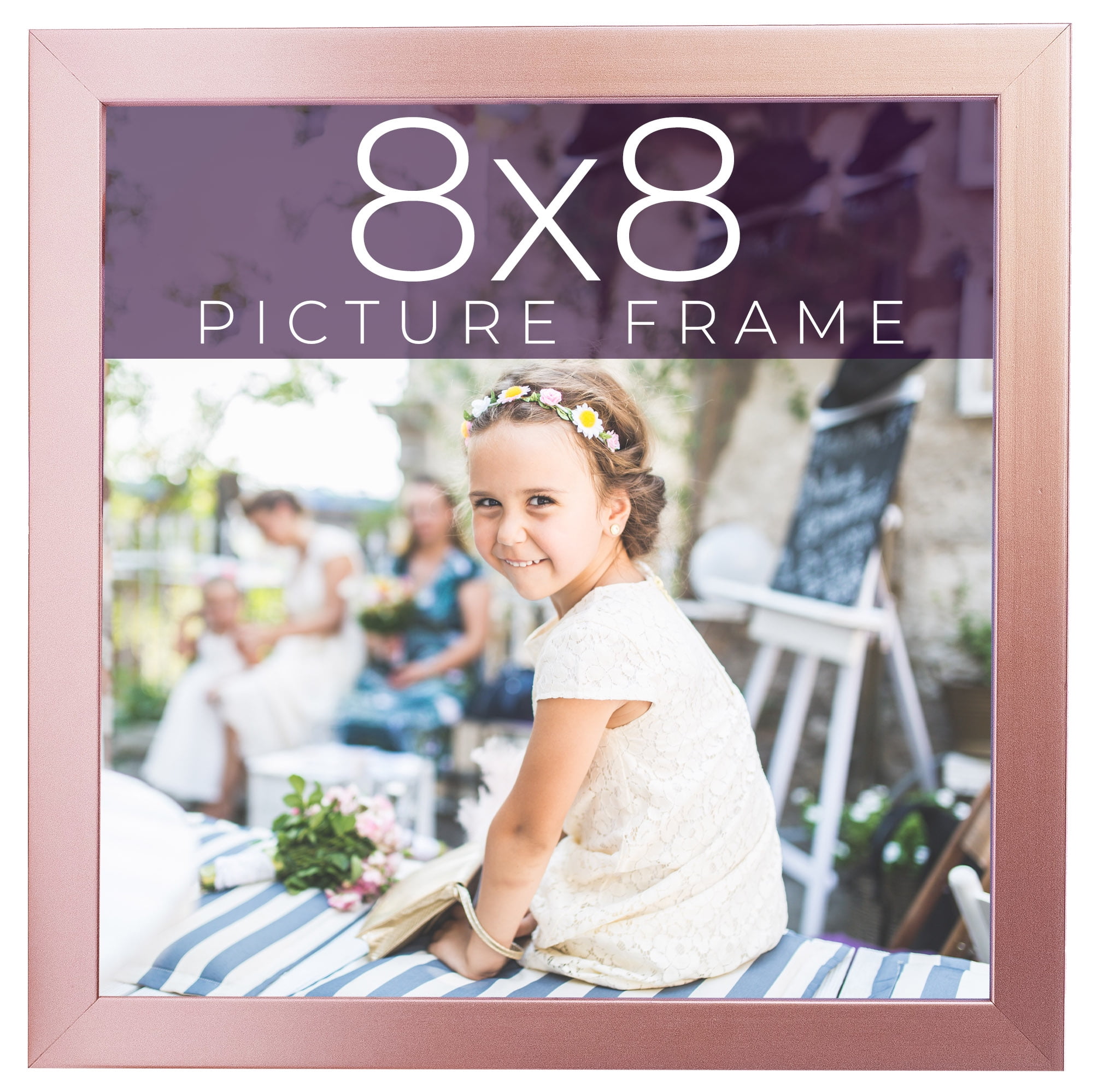 8x8 Annie Rose Gold Picture Frame - Contemporary Picture Frame Complete  With UV Acrylic, Foam Board