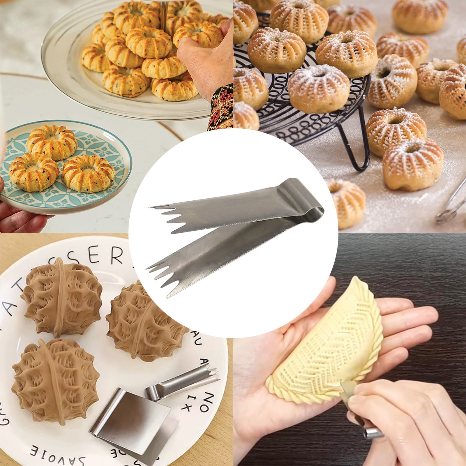 8x8 Baking Pan Chinese Bun Mould Stainless Steel Walnut Crisp Clamp