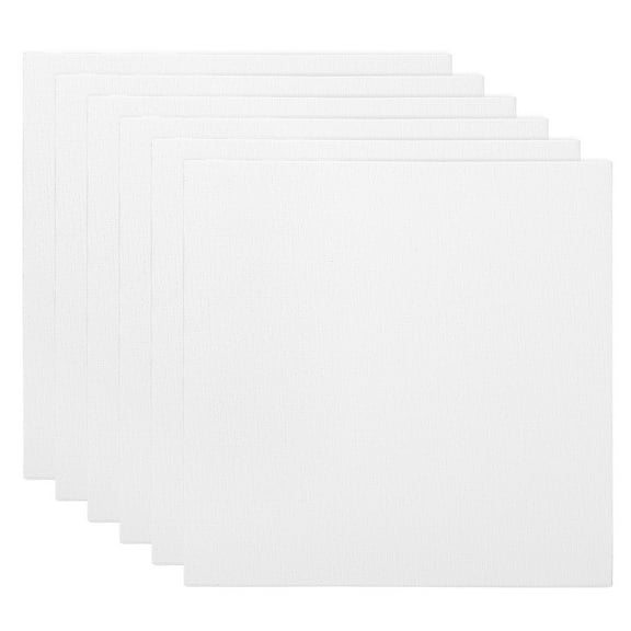 8x8" Canvas Boards for Painting, 6 Pack 100% Cotton Square Triple Primed Stretched Blank Art Canvas Panel Bulk Thin for Acrylic, Oil, Tempera Paints, White