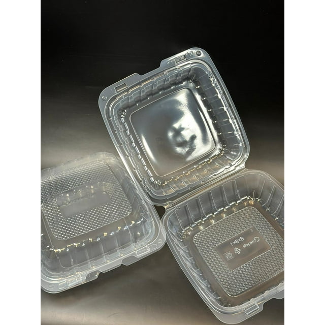 8x8 Clear Plastic Clam Shell Take Out Food Container