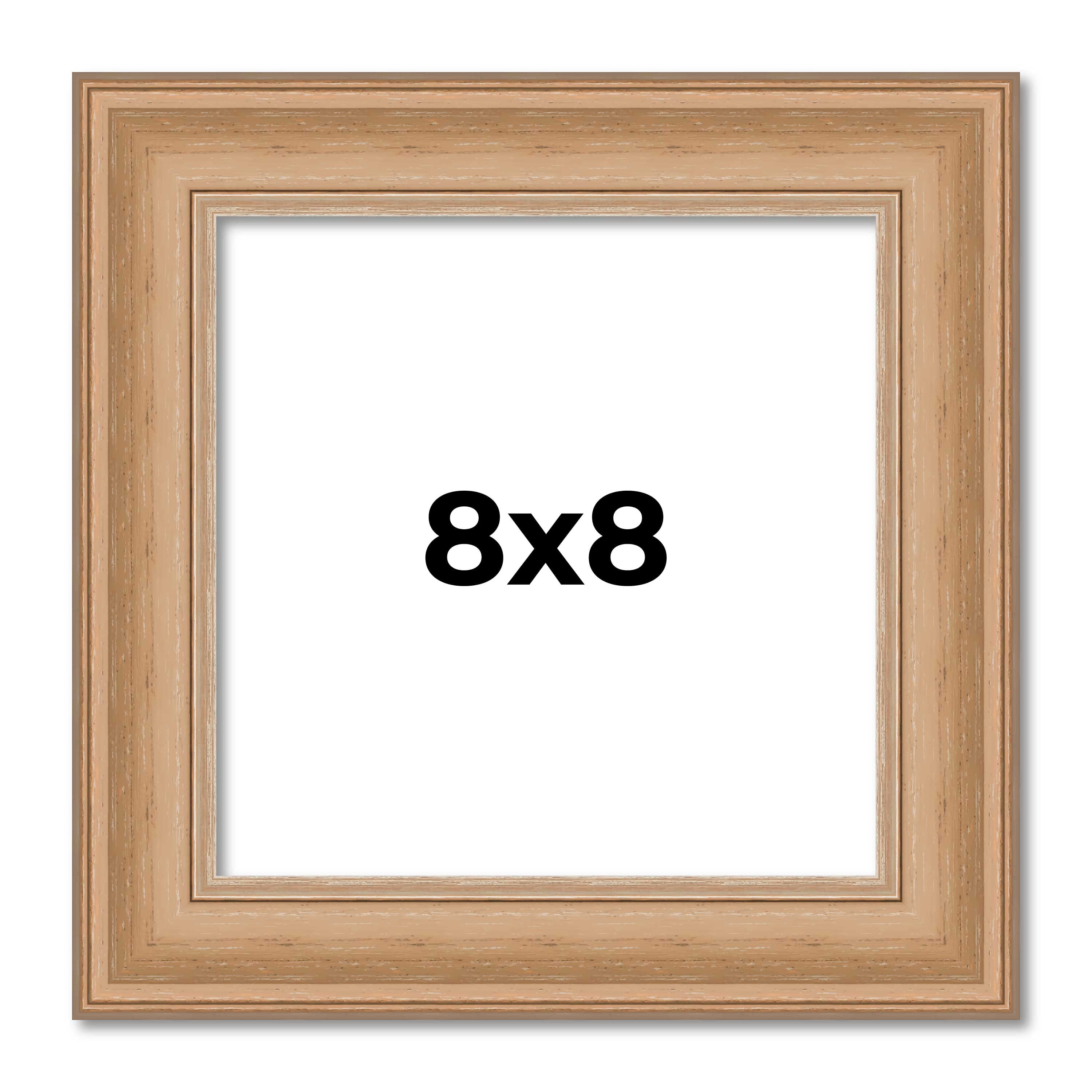8x8 Contemporary Natural Complete Wood Square Picture Frame with UV ...