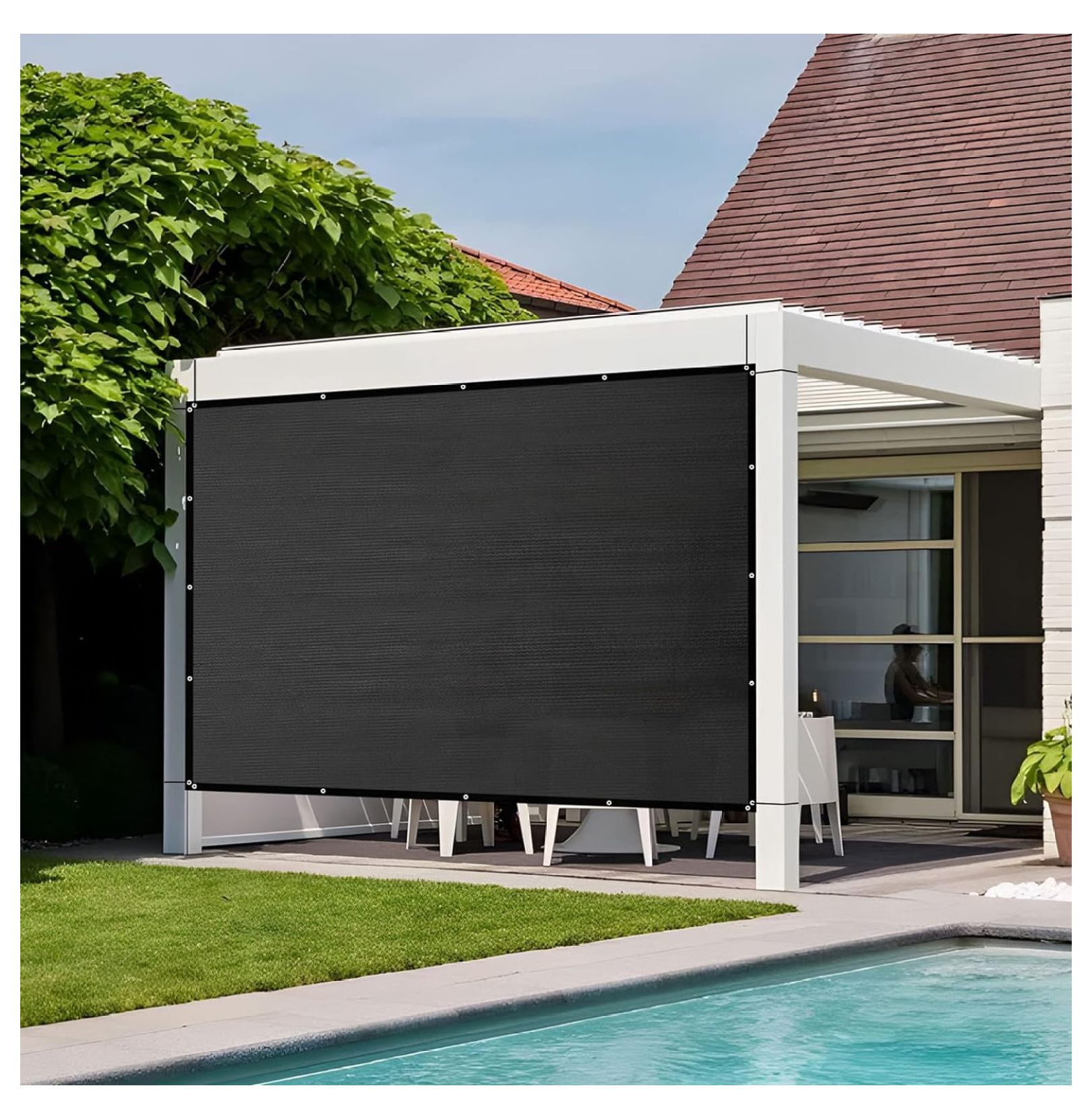 8x8 FT 90 Shade Fabric Sun Shade Cloth Privacy Screen with Grommets