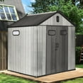 thumbnail image 1 of 8x8 FT Resin Outdoor Storage Shed, Utility Garden Tool Shed with Lockable Door, Air Vent and Windows, All-Weather Shelter for Bike Patio Lawn Poolside, Grey, 1 of 7