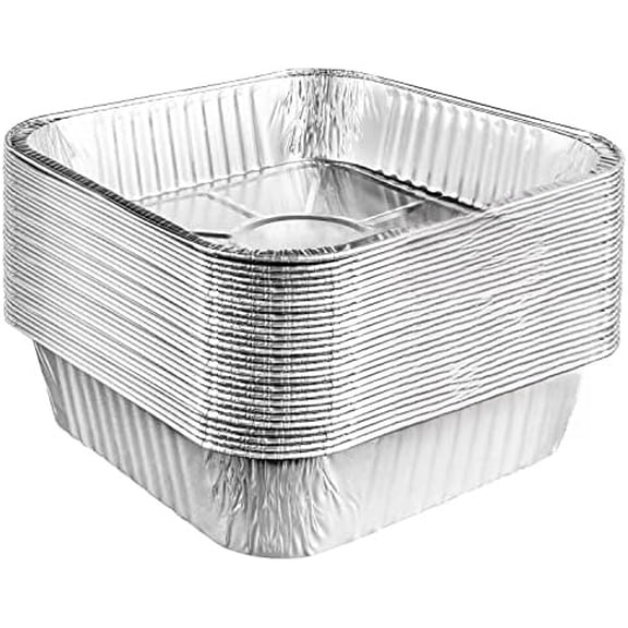 8x8 Foil Pans (10 Pack) 8 Inch Square Aluminum Pans - Foil Pans - Disposable Food Containers Great for Baking Cake, Cooking, Heating, Storing, Prepping Food