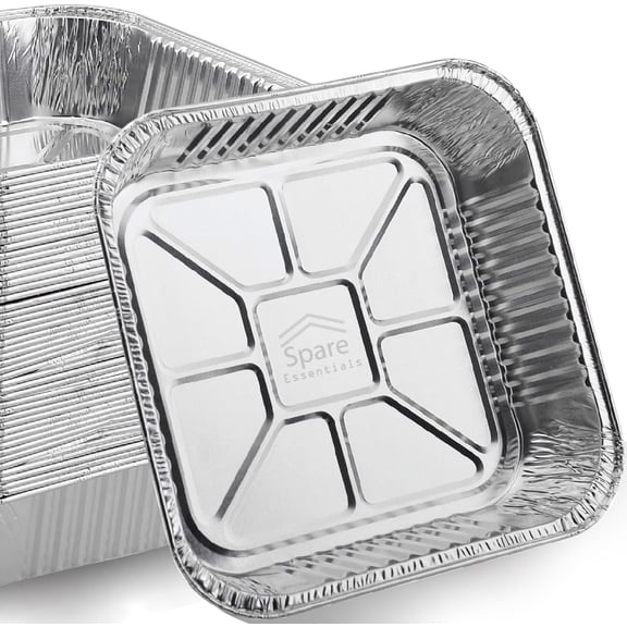 8x8 Foil Pans (55 Pack) - 8 Inch Square Aluminum Disposable Baking for Heating, Prepping Food & Cakes x Pan Bottom: 6.5x6.5