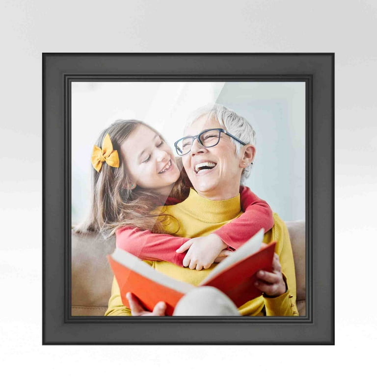 8x8 Frame Black Real Wood Picture Frame Width 1.5 inches | Interior Frame  Depth 0.5 inches 