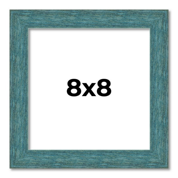 8x8 Frame Blue Rustic Barnwood Solid Wood Picture Frame Width 1.25 Inches | Interior Depth 0.5