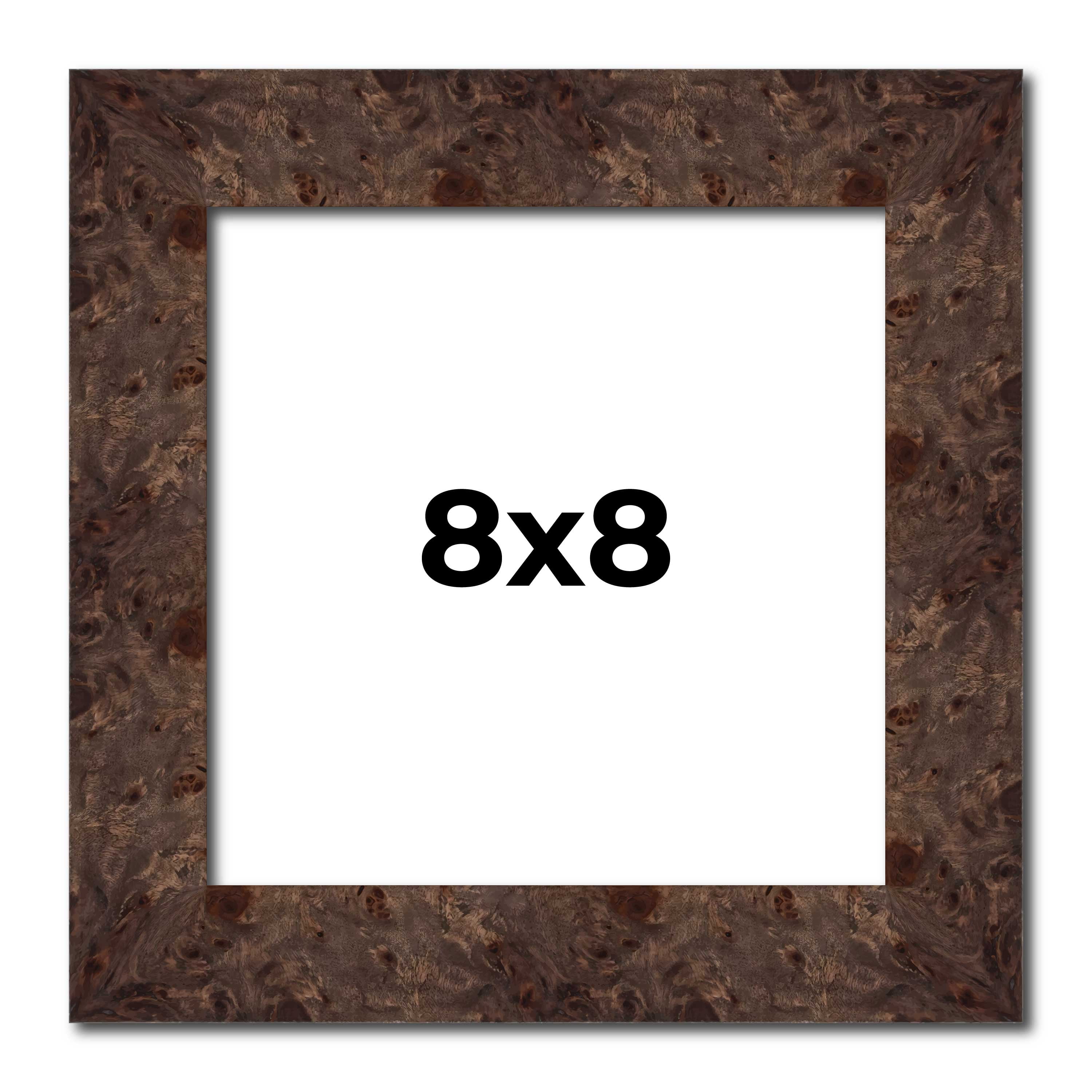 8x8 Frame Brown Burl Real Wood Picture Frame Width 1.625 Inches ...