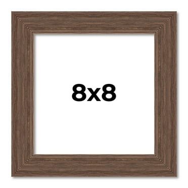 8x8 Frame Brown Farmhouse Solid Wood Picture Frame Width 1.5 Inches | Interior Frame Depth 0.5