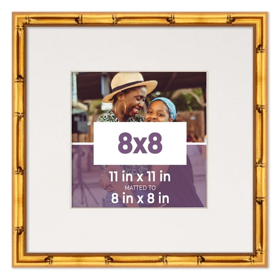 8x8 Frame Gold Bamboo With White Picture Mat For 8x8 Photo - Gold Bamboo 11x11 Frame To Display