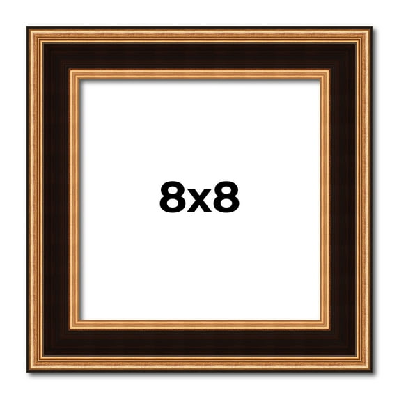 8x8 Frame Gold Brown Plein Air Vintage Solid Wood Picture Frame | 1.75 Inches Moulding Width |