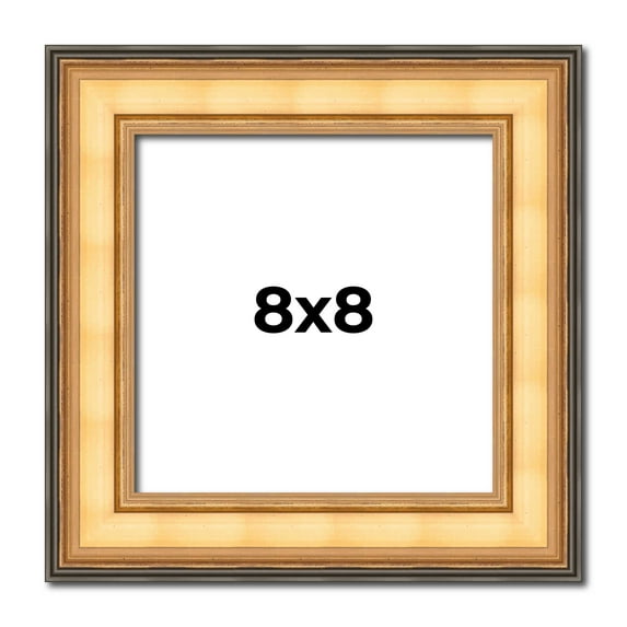 8x8 Frame Gold Plein Aire Solid Wood Picture Frame Width 2 Inches | Interior Frame Depth 0.5 Inches