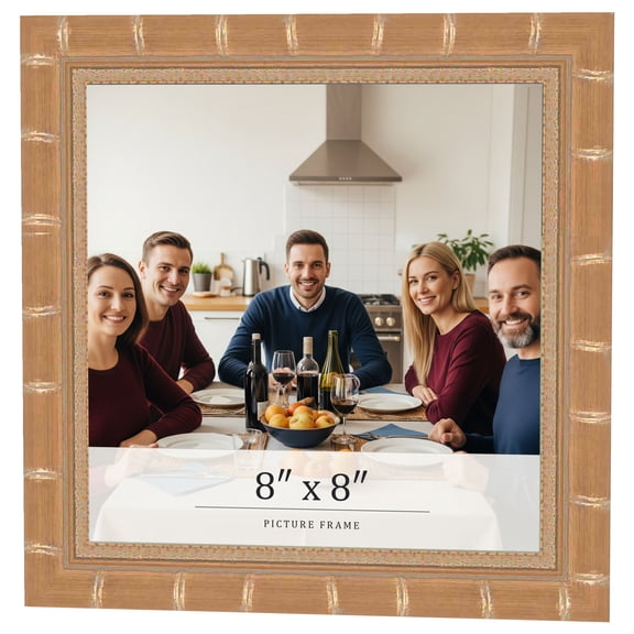8x8 Frame Gold Real Wood Picture Frame Width 1.5 inches | Interior Frame Depth 0.5 inches | Rustic