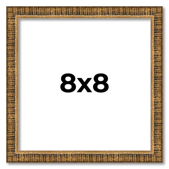 8x8 Frame Gold Solid Wood Picture Frame Includes UV Acrylic Plexiglass, Acid Free Foam Backing