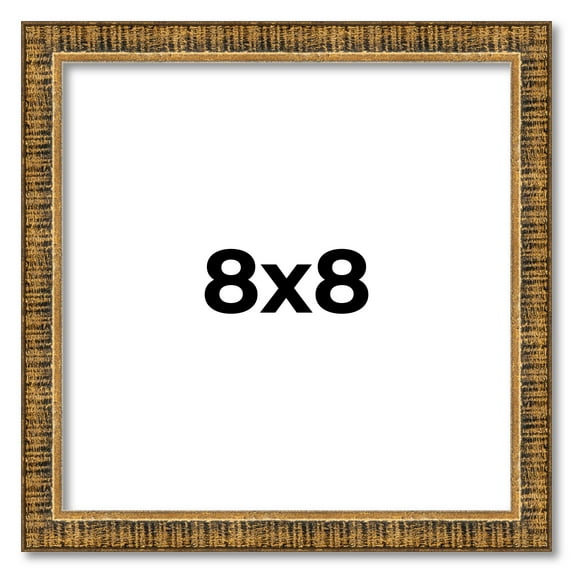8x8 Frame Gold Solid Wood Picture Frame Includes UV Acrylic Plexiglass, Acid Free Foam Backing
