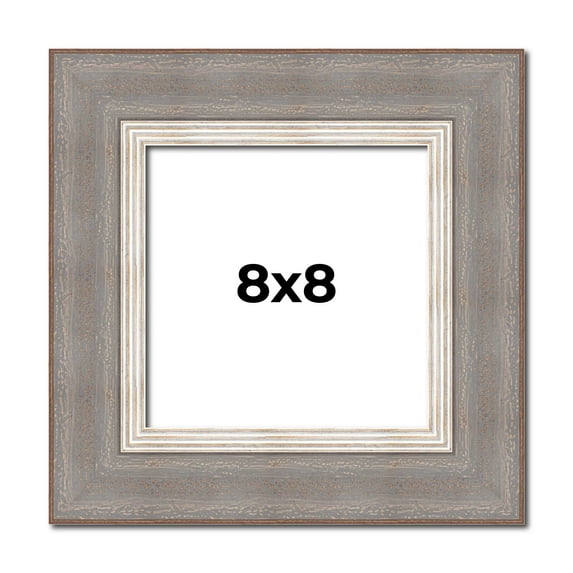 8x8 Frame Grey Real Wood Picture Frame Width 2.75 Inches | Interior Frame Depth 0.5 Inches | Linus