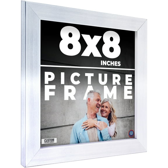 8x8 Frame Silver Real Wood Picture Frame Width 0.75 inches | Interior Frame Depth 0.5 inches |