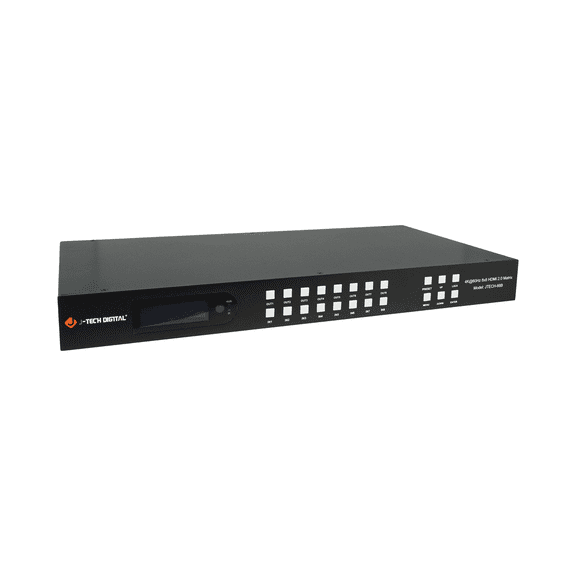8x8 HDMI Matrix Switch 4K 60Hz YUV 4:4:4 | Supports Analog Audio Embedding & Audio Extraction | Compatible with HDR & Dolby Vision | RS232, EDID, CEC, ARC, IR, WebGUI by J-Tech Digital [JTECH-88B]