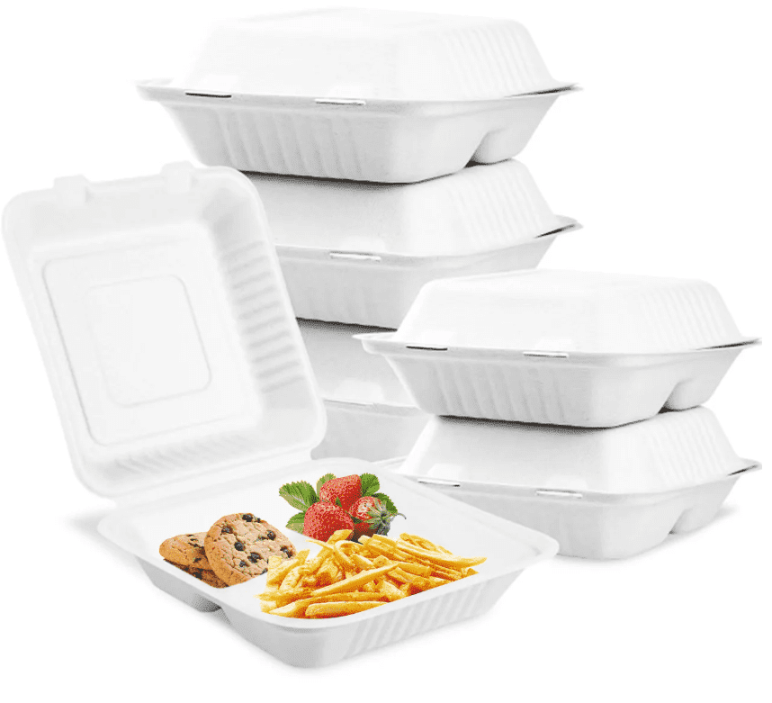 8x8 Inch 3 Compartment PP To Go Food Containers with Lids – 150 Pack ...