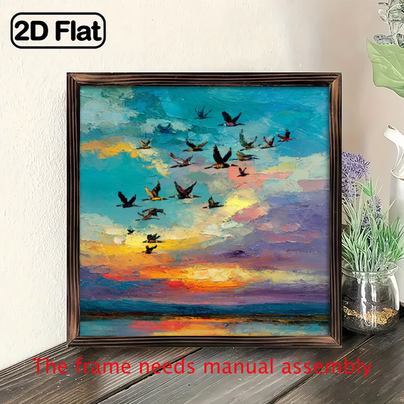 8x8 Inch Farmhouse Wood Framed Wood Wall Art - Rustic Floral Botanical Picture with Wood Frame, HorizontalVertical Hanging, Country Style for Bedroom - Easy-Hook Installation, 8x8cm Panel Decor, 2