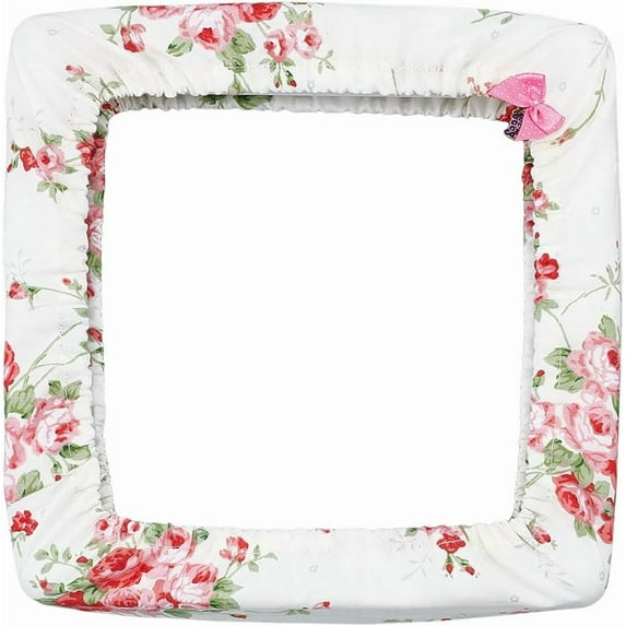 8x8 Inch Grime Guard Cross Stitch Embroidery Hoop Cover Beige Q-snap Frame Cover with Rose Storage Ideas Cover Embroidery Kit with Random Charms for Nurge Cross Stitch