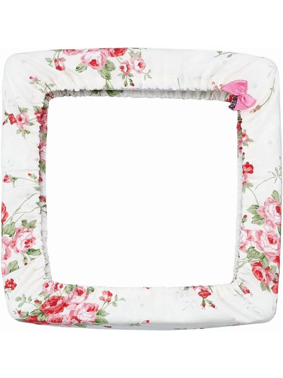 8x8 Inch Grime Guard Cross Stitch Embroidery Hoop Cover Beige Q-snap Frame Cover with Rose Storage Ideas Cover Embroidery Kit with Random Charms for Nurge Cross Stitch