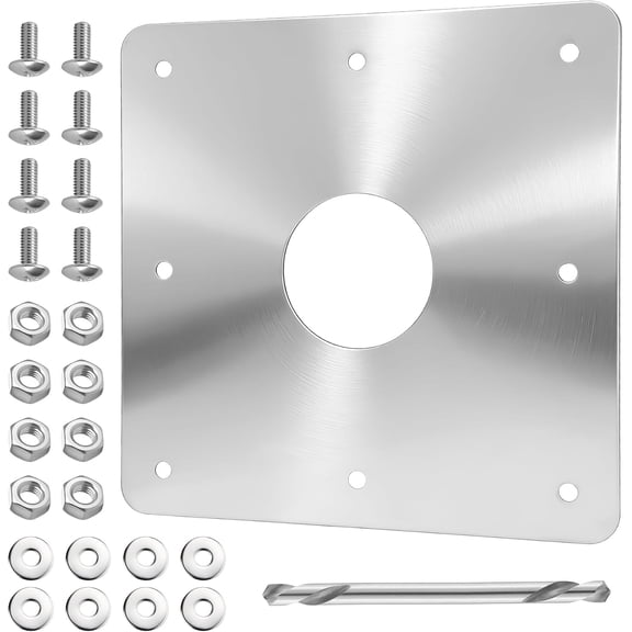 8x8-Inch Pool Water Return Repair Kit for Above Ground Pools Wall Repair Kit, Pool Skimmer Wall Repair Panel Kit with 2-3/8" Thru Hole, Drill Bit & Hardware for Rust at The Water Return Fitting