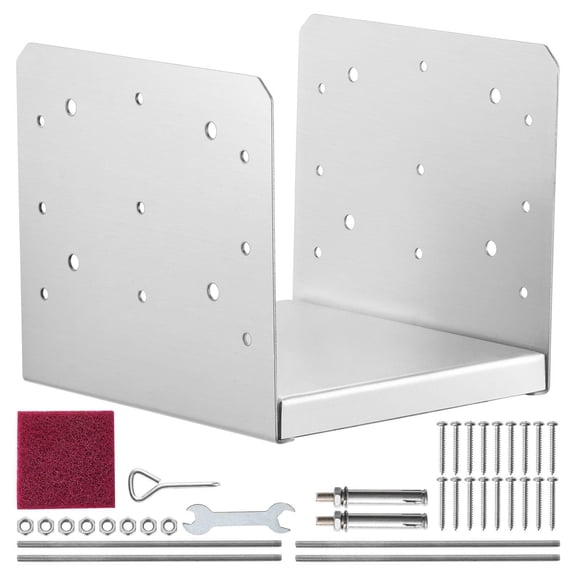 8x8 Inch Post Base 1 Piece Stainless Steel Adjustable Post Anchor Bracket 7.8x7.3 Inch Inner Diameter for Gazebo Patio Porch Handrail Support Decorative Anchor Plate