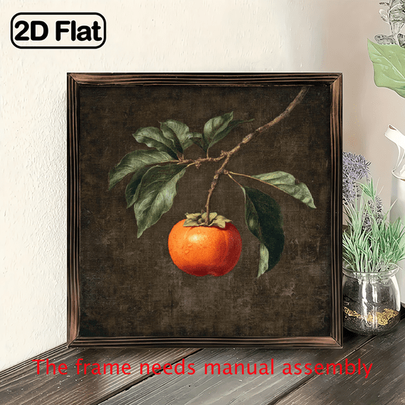 8x8 Inch Rustic Farmhouse Wall Art with Frame - Pastoral Mural Painting, Country Cottage Decoration, Floral Landscape Panel for Bedroom,, for Dcor (Reusable Framed Picture), 2D Flat