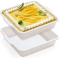 8x8 Inch Silicone Square Cake Pan Set of 2, Cream Color, Metal ...