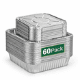 8x8 Inch Square Disposable Aluminum Foil Baking Pans with Lids, 60 Pack ...