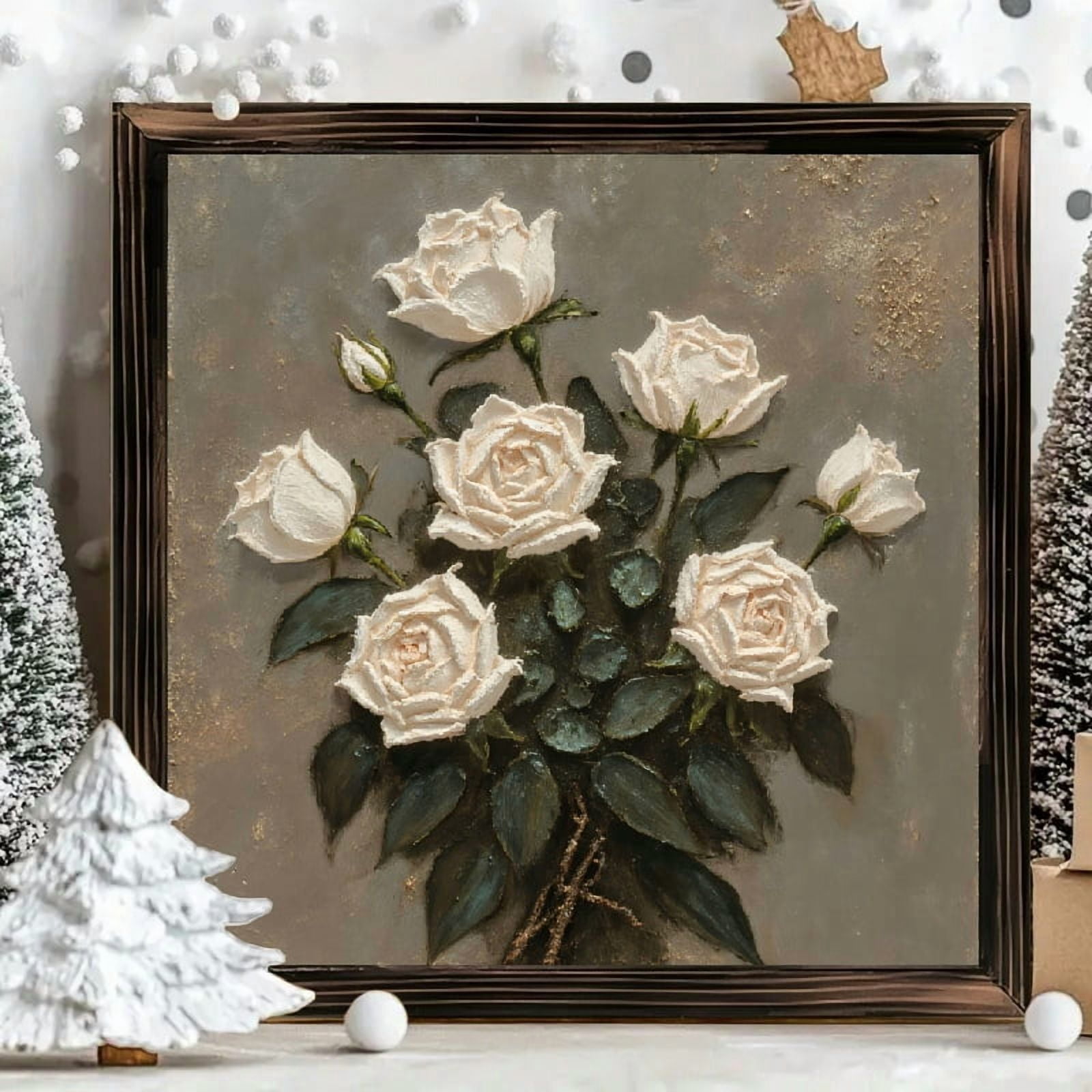 White Rose Paintings for Home Decor