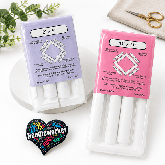 8x8 Inch and 11x11 Inch Quilting Frame Set with Decorative Sticker for Needlework